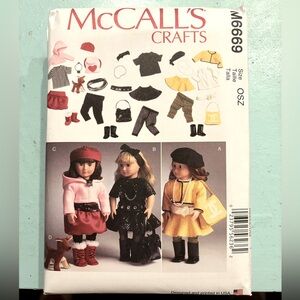 OCT SALE 6/$25+ship McCall Patterns M6669 Clothes Doll Accessories Dog Sewing